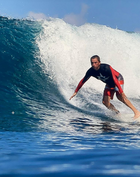 A master surfer in La Punta Surf Point, Ecuador