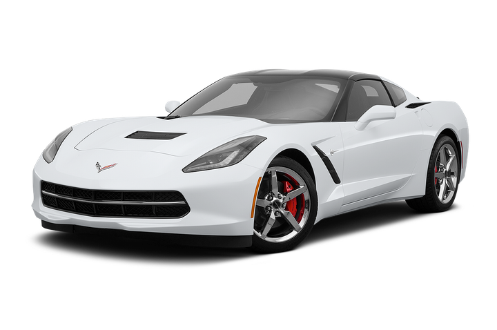 A white corvette is shown on a white background.