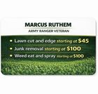 Logo for Ruthem Precision Lawn Care & Junk Removal with contact number (623) 887-1222 on a green background.