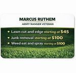 Logo for Ruthem Precision Lawn Care & Junk Removal with contact number (623) 887-1222 on a green background.