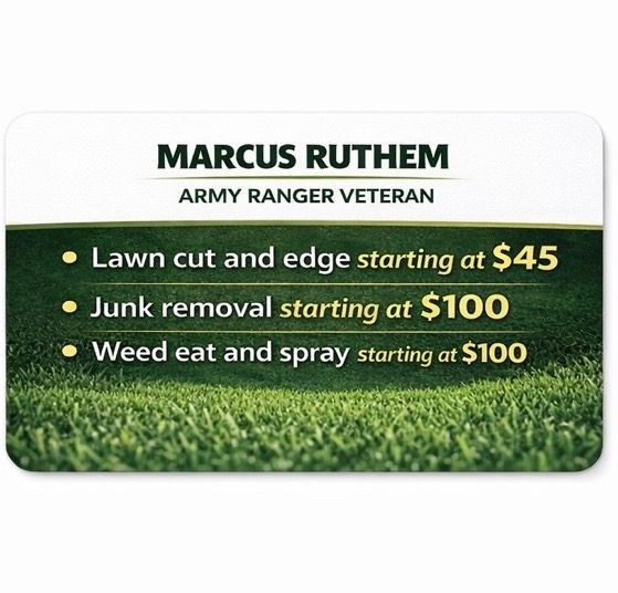 Logo for Ruthem Precision Lawn Care & Junk Removal with contact number (623) 887-1222 on a green background.