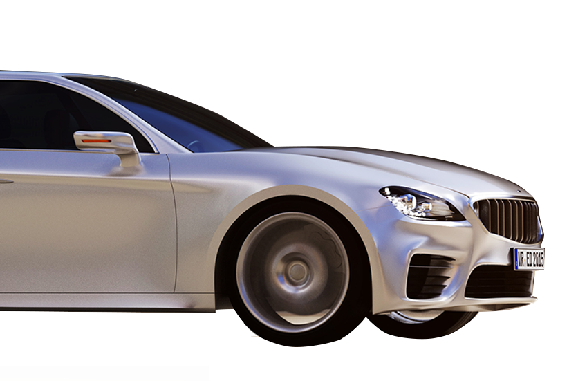 A silver car is parked on a white background. A silver car is parked on a white background.