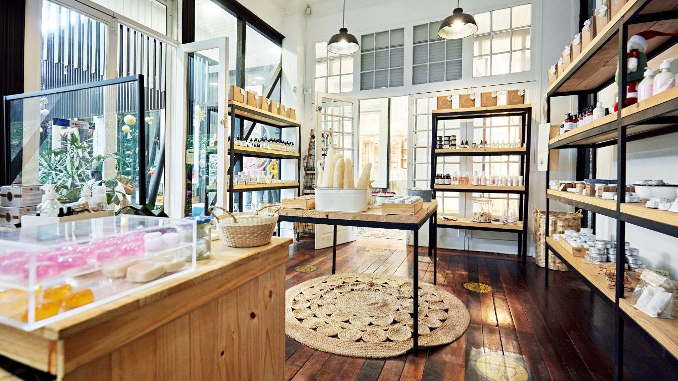 A store filled with lots of shelves and tables.
