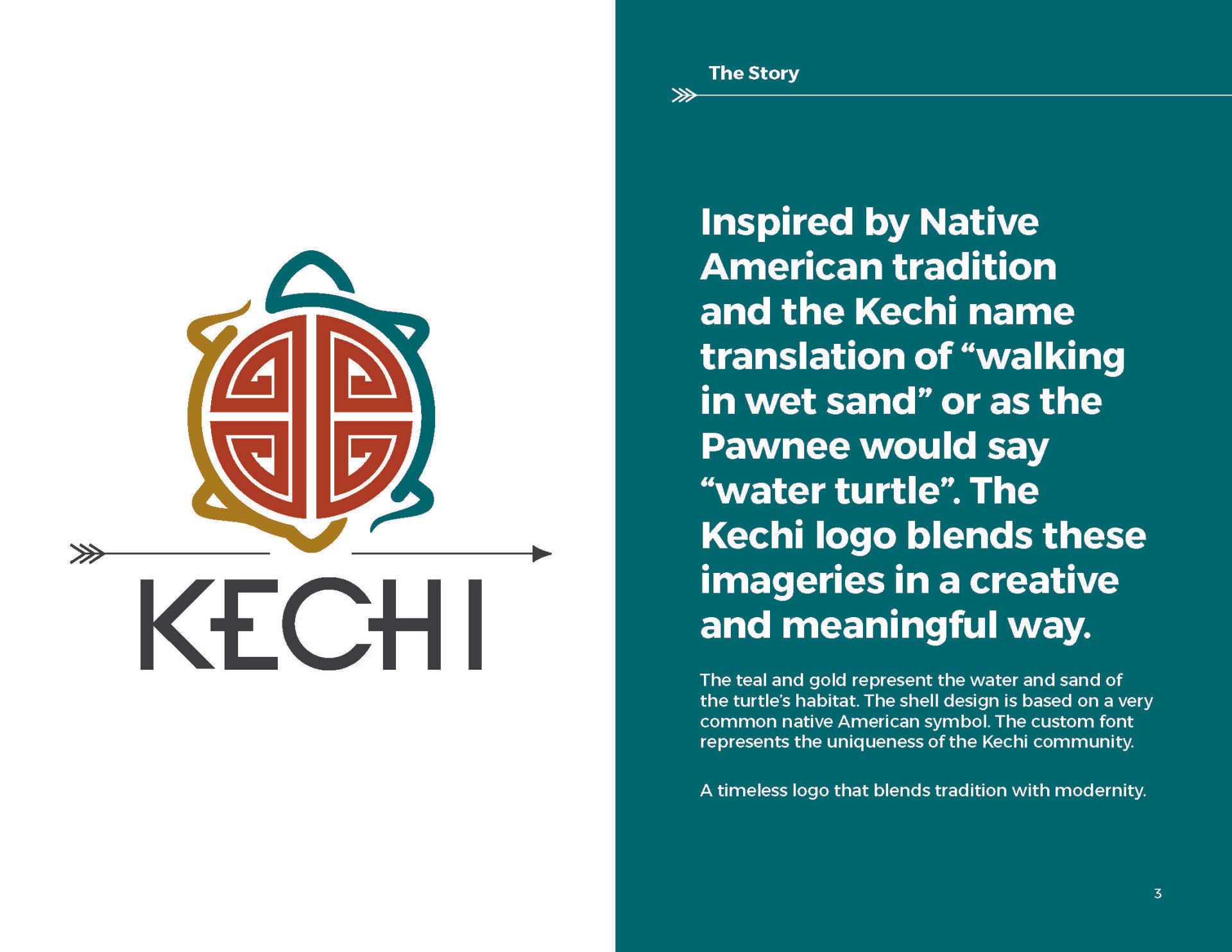 A logo for a company called kechi is inspired by native american tradition and the kechi name.