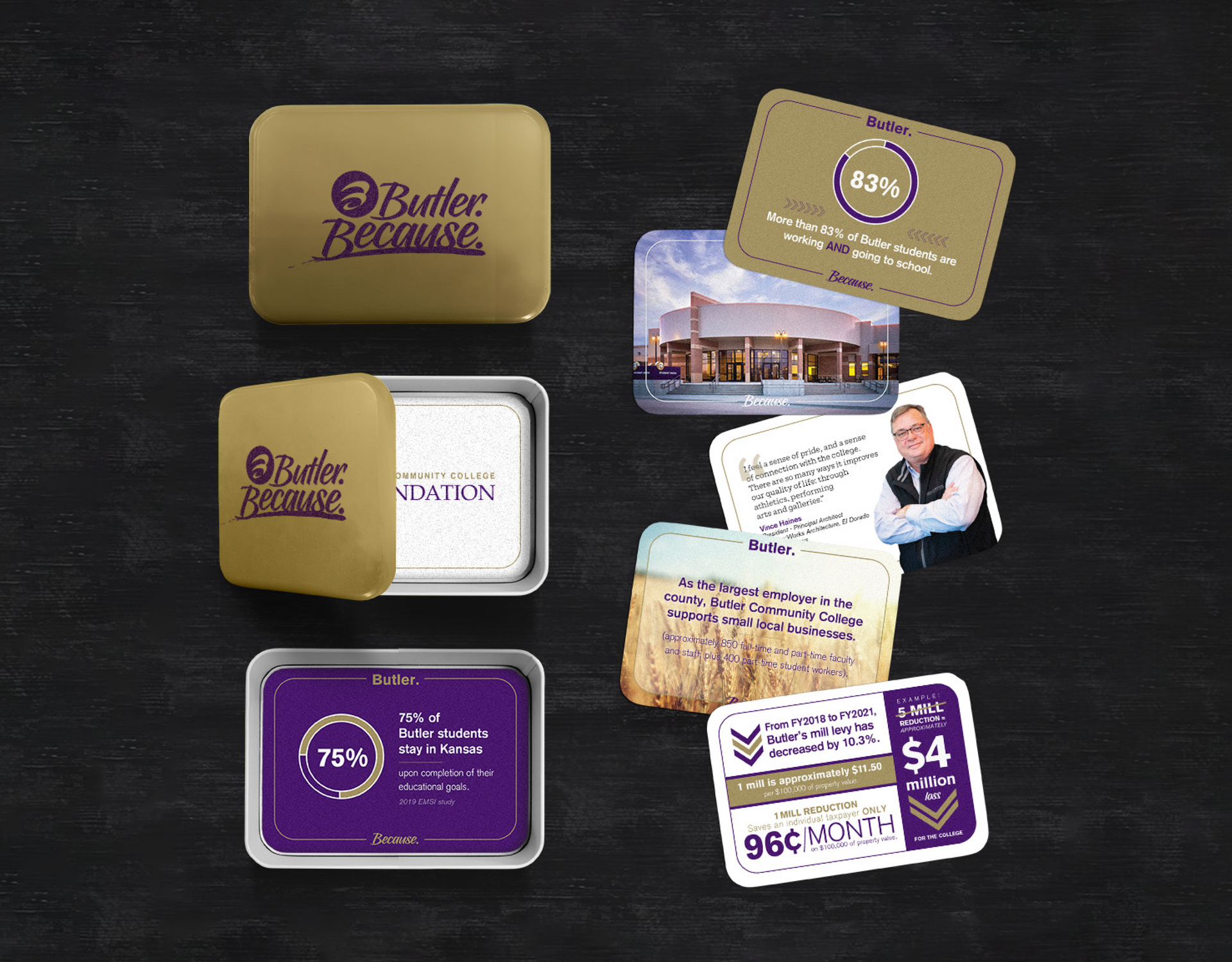 A bunch of business cards are sitting on a table