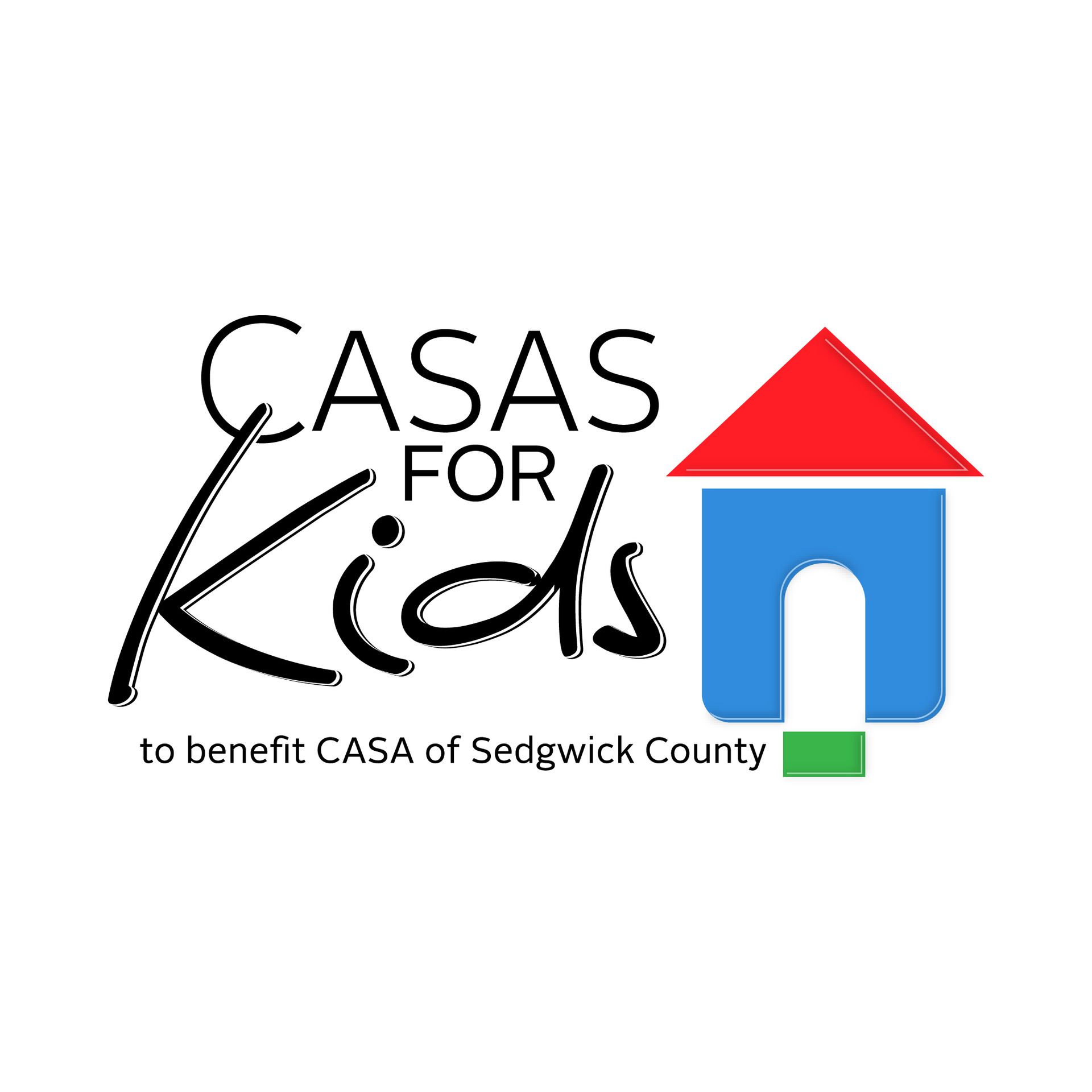 A logo for casas for kids to benefit casa of sedgwick county.