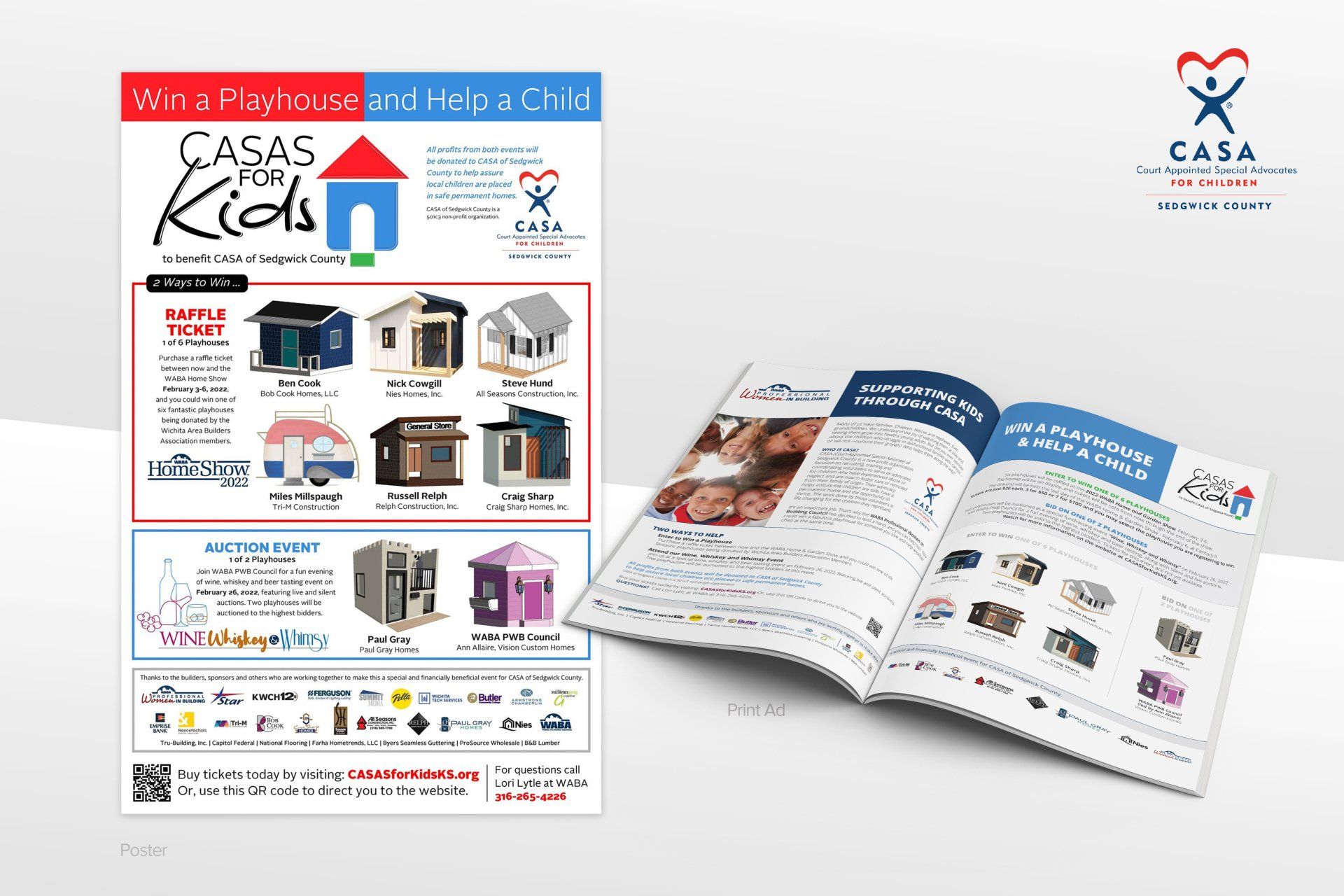A brochure for casas for kids is open and sitting on a table.