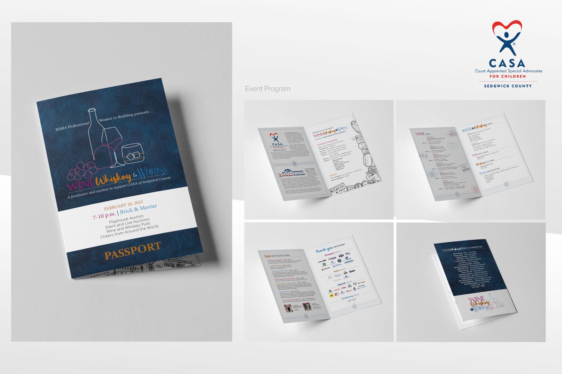 A collage of images of a passport sitting on top of a table.