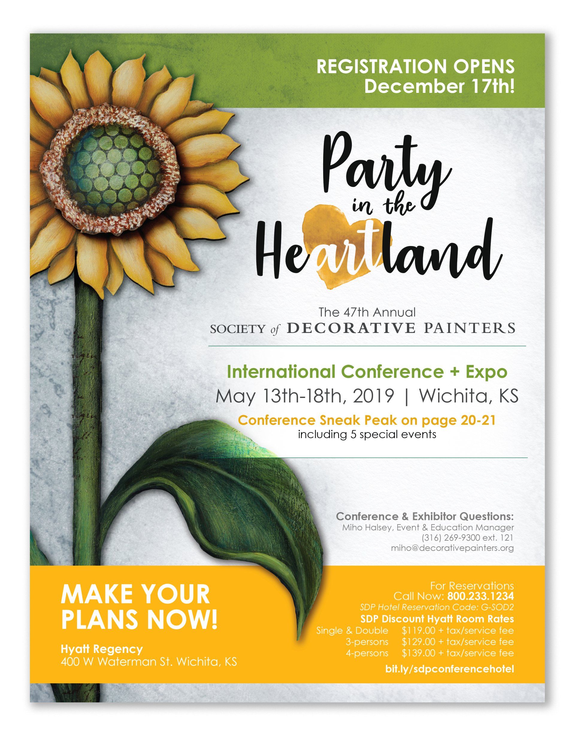 A poster for a party in the heartland with a sunflower on it