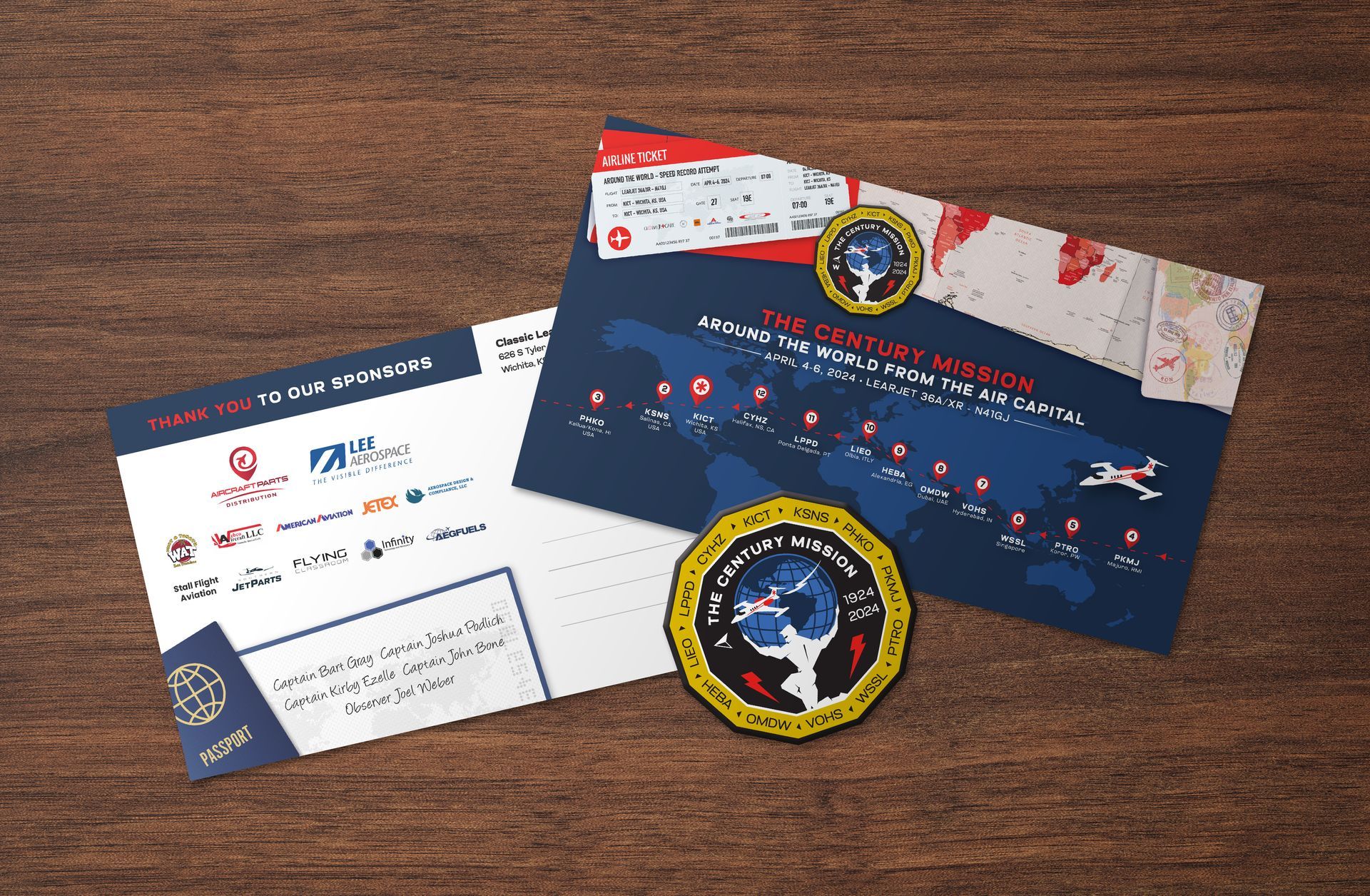 A poster and a patch for the century mission