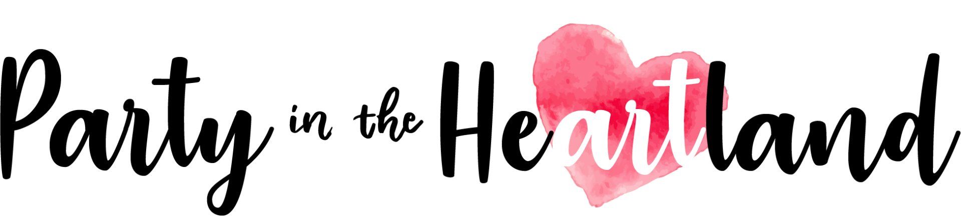 The logo for party in the heartland with a red heart in the middle.