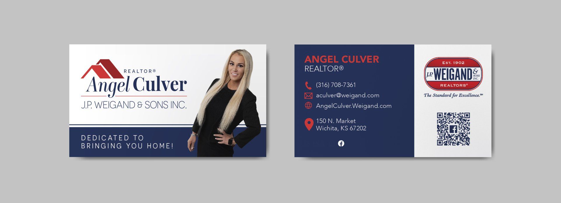 The front and back of a business card for a real estate agent.