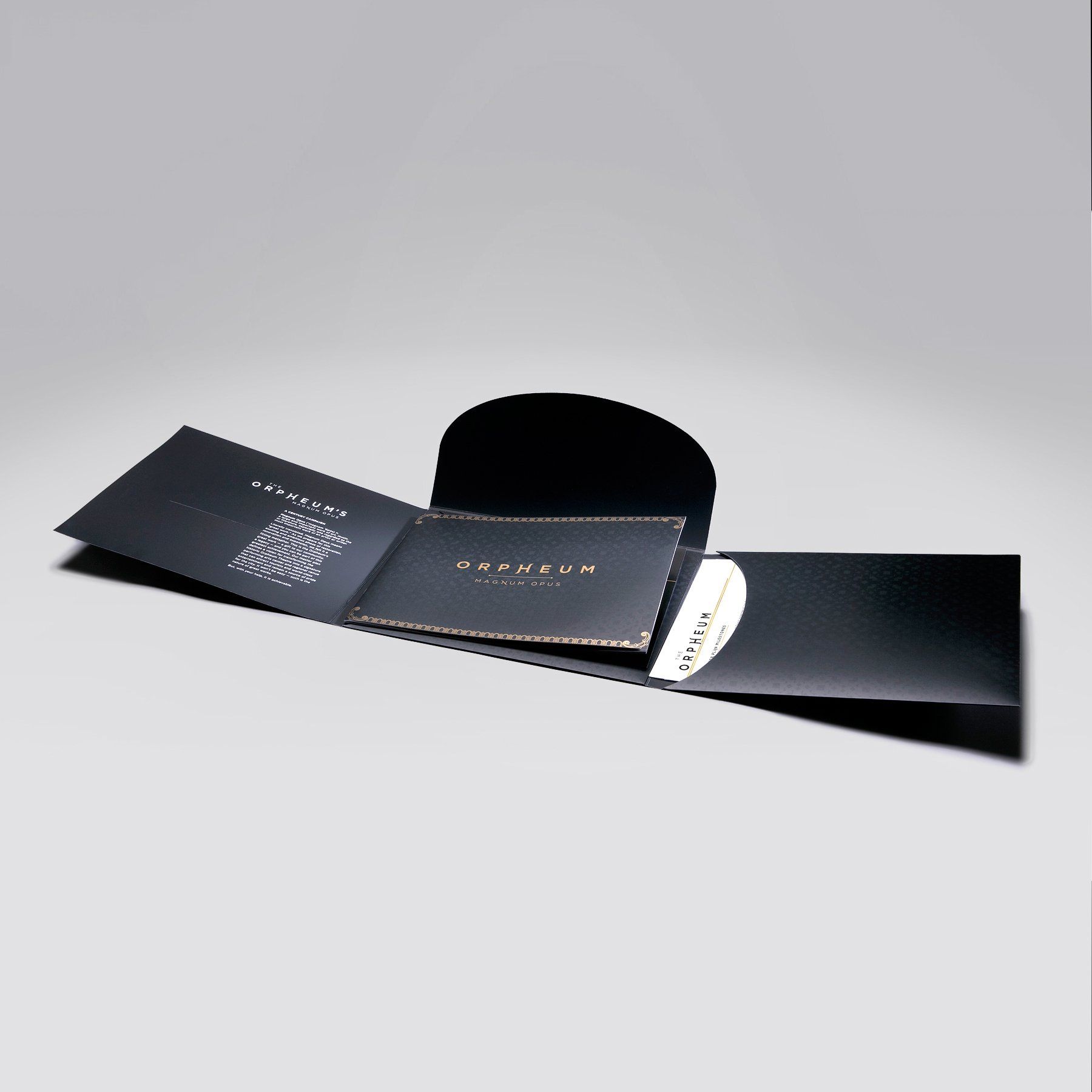 A black envelope with a cd inside of it