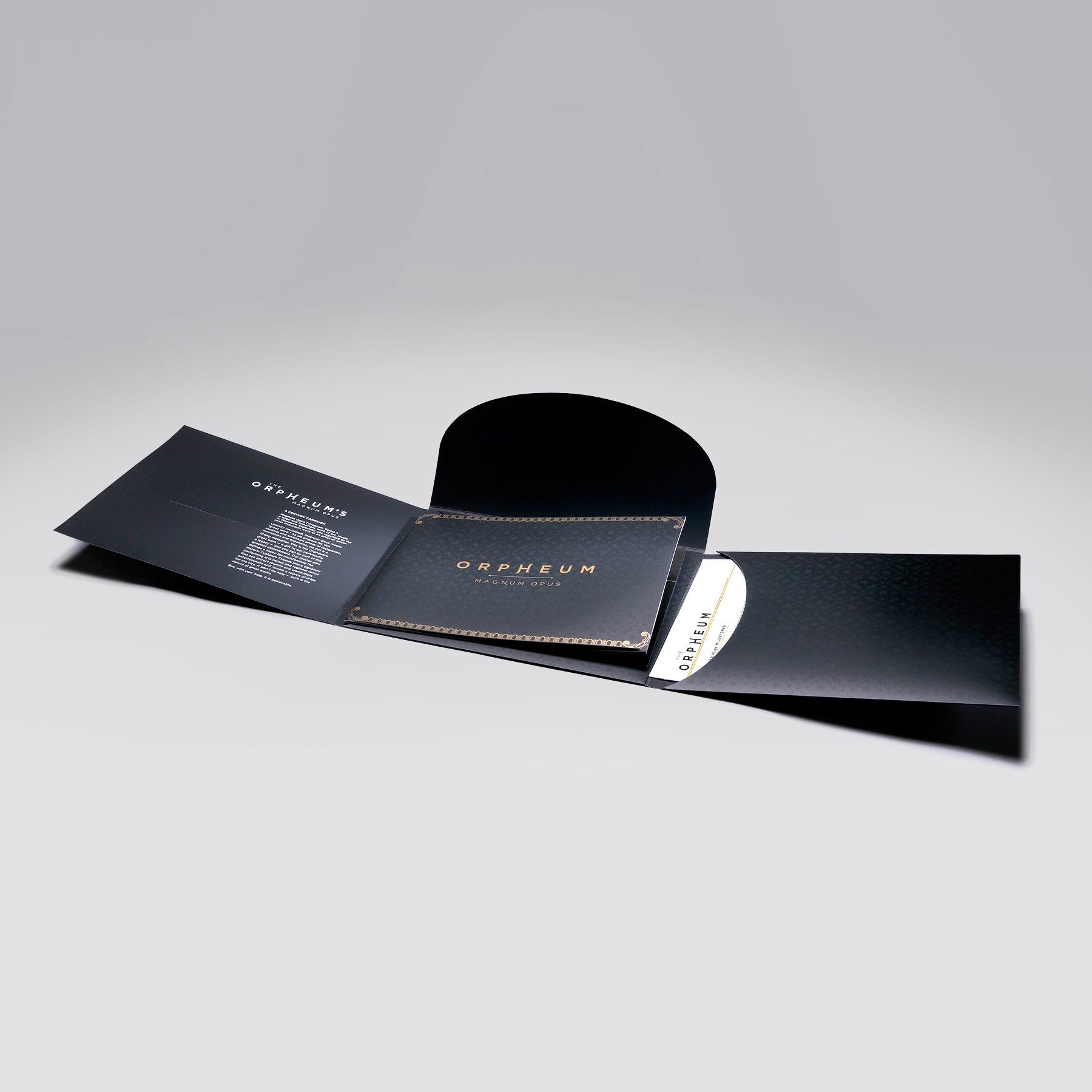 A black envelope with a cd inside of it