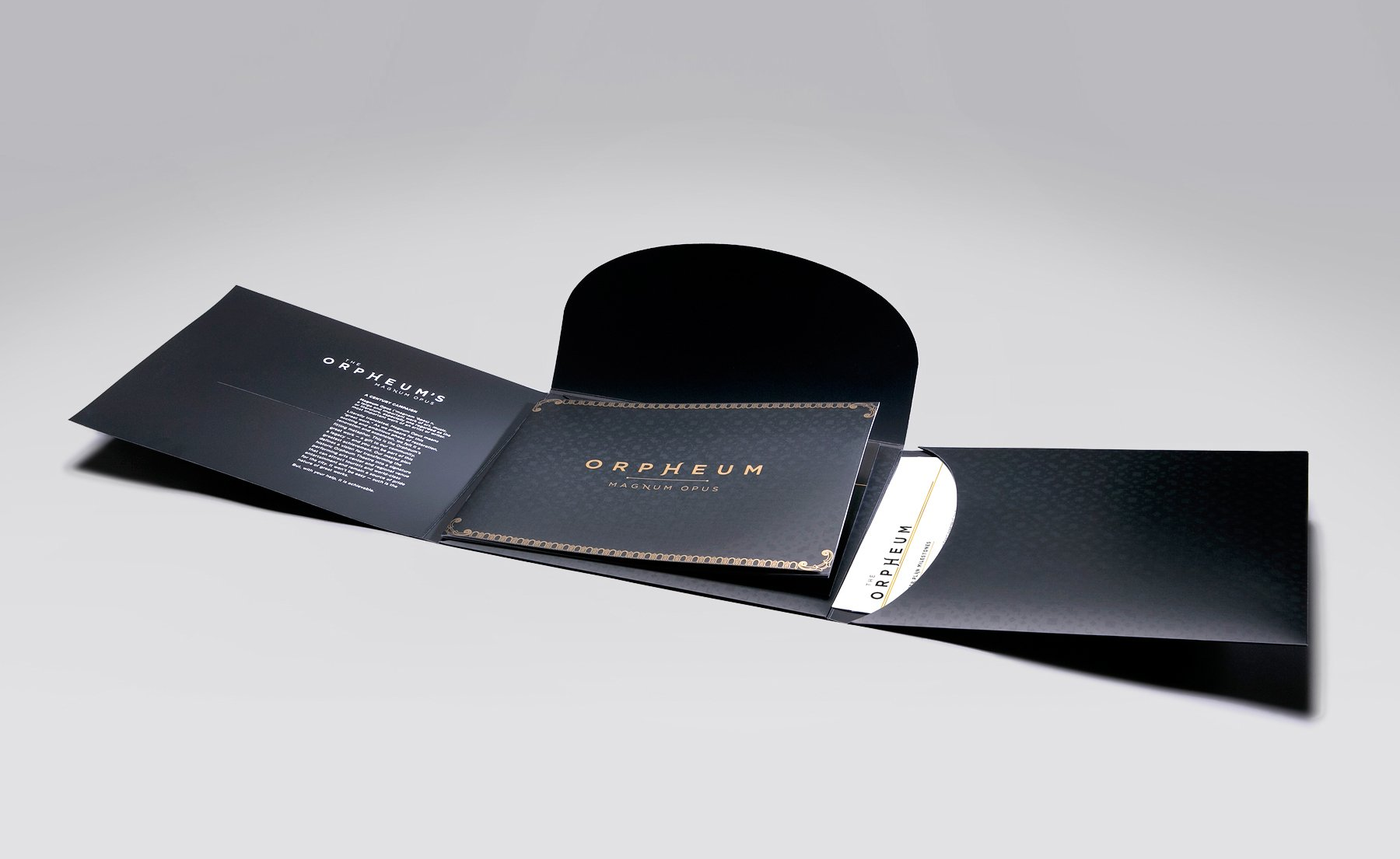 A black envelope with a cd inside of it