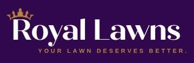 Logo for Royal Lawns: Text "Royal Lawns" above "Your lawn deserves better." Crown graphic above the word "Royal."