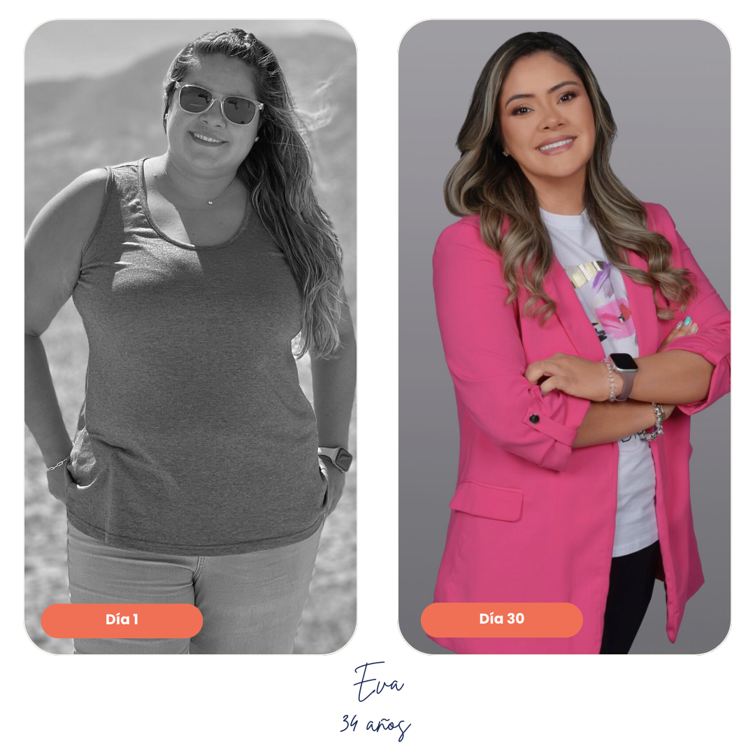 Imágenes de cambio corporal en paciente mujer que aplicó Ken Diet System con seguimiento