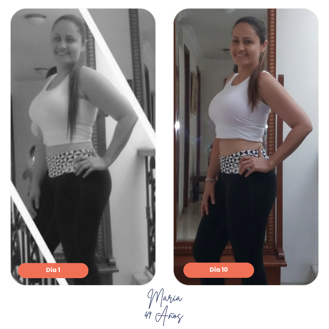 Progreso real de paciente femenina tras aplicar el sistema nutricional Ken Diet