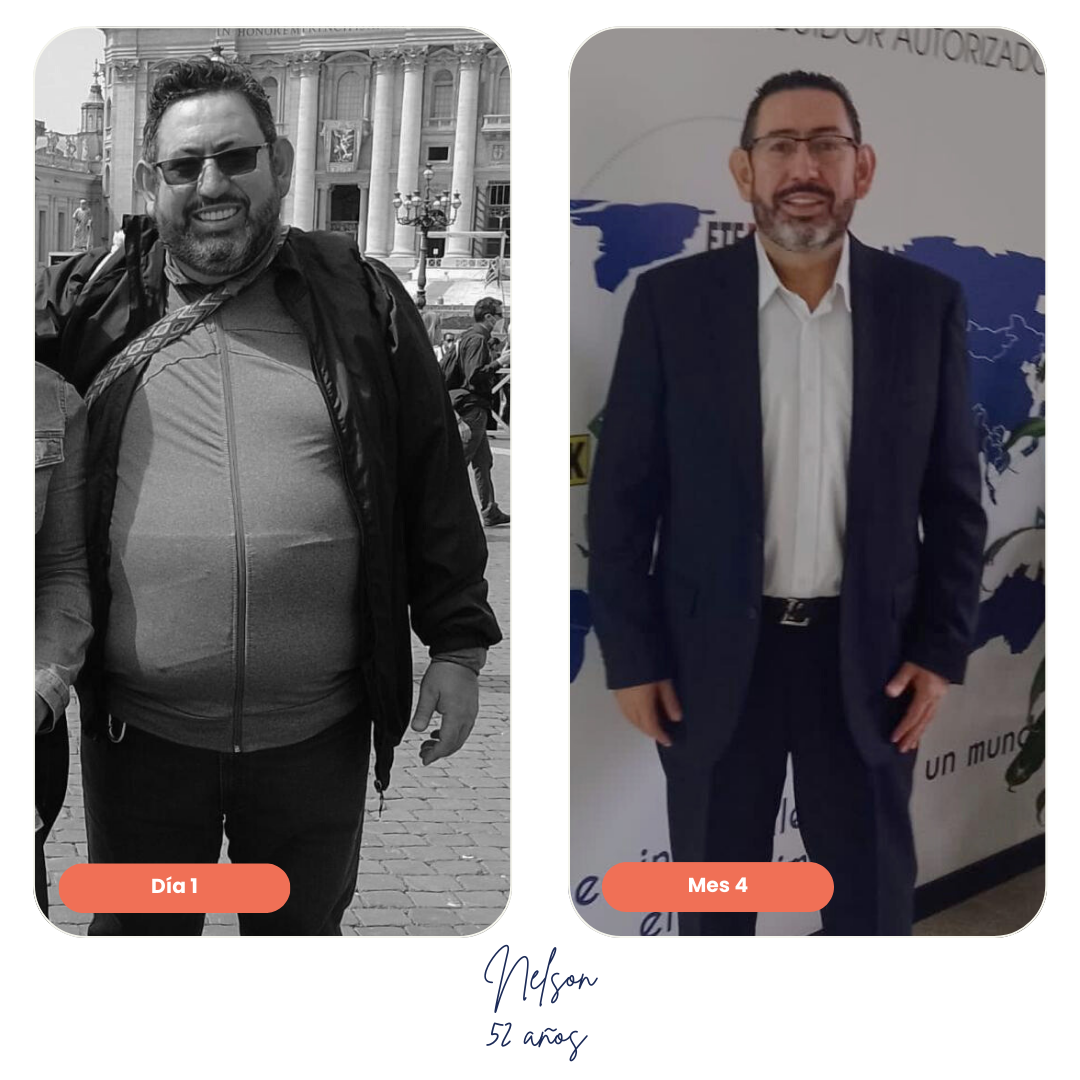Transformación física de hombre adulto tras completar el tratamiento Ken Diet System
