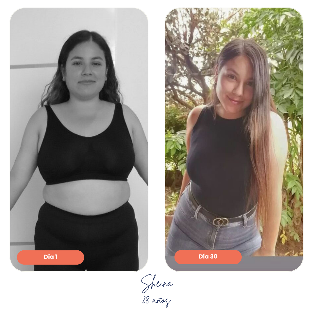 Imágenes de cambio corporal en paciente mujer que aplicó Ken Diet System con seguimiento