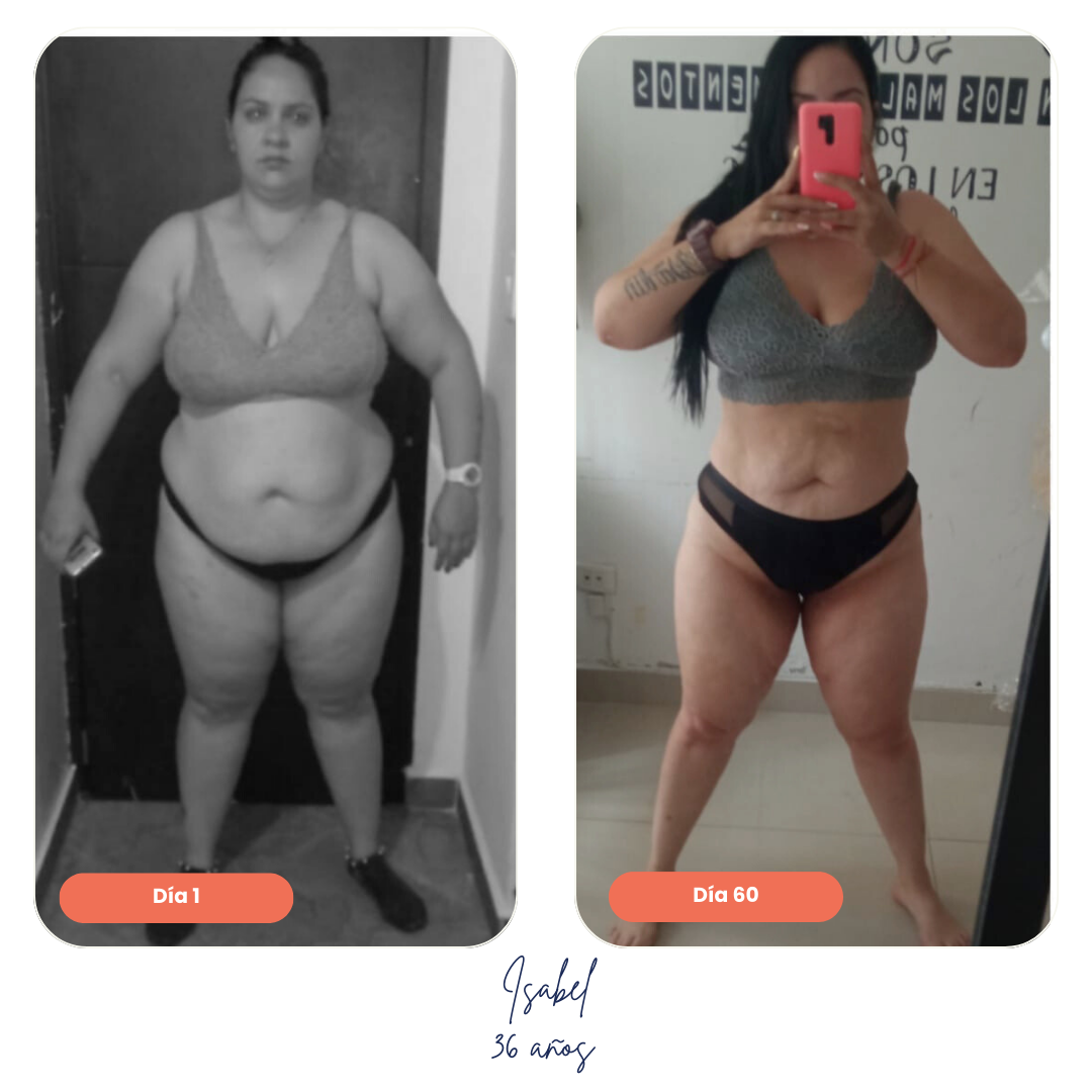 Cambio de composición corporal en mujer después del tratamiento Ken Diet de 10 días