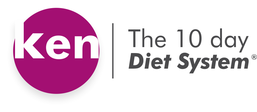 El logotipo del sistema de dieta de 10 días de Ken es morado y blanco.