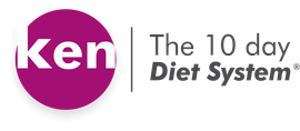 El logotipo del sistema de dieta de 10 días de Ken es morado y blanco.