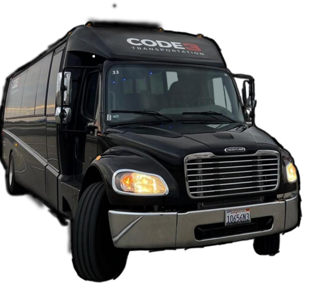 A black van with the word code on the hood