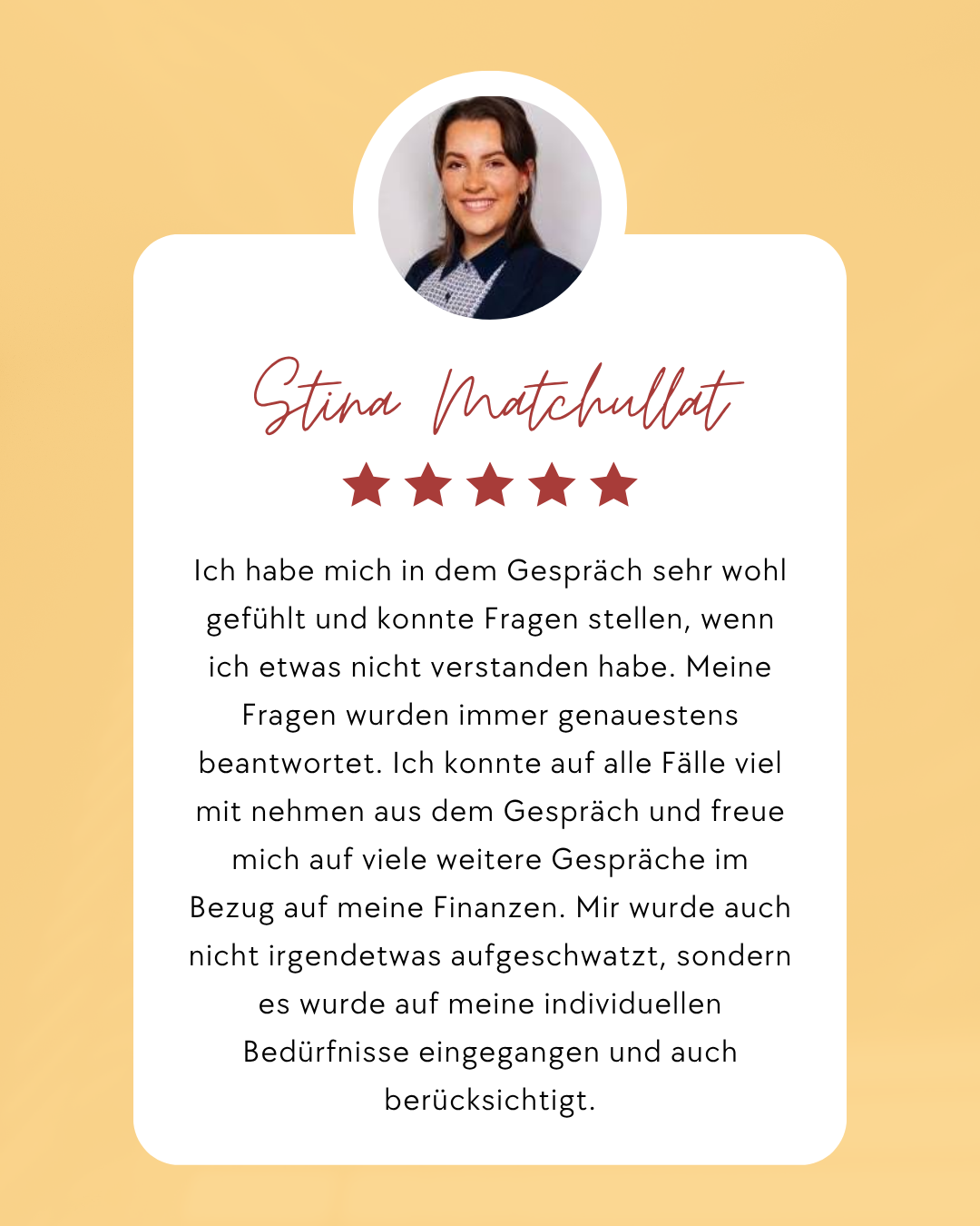 Stina Matchullat bewertet Denise Heller