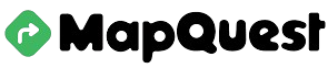 A mapquest logo with a green arrow on a white background.
