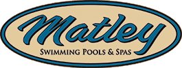 A logo for matley swimming pools and spas.