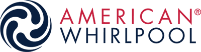 The american whirlpool logo has a blue and white swirl in the middle.
