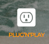 A picture of an electrical outlet with the words plug n play below it