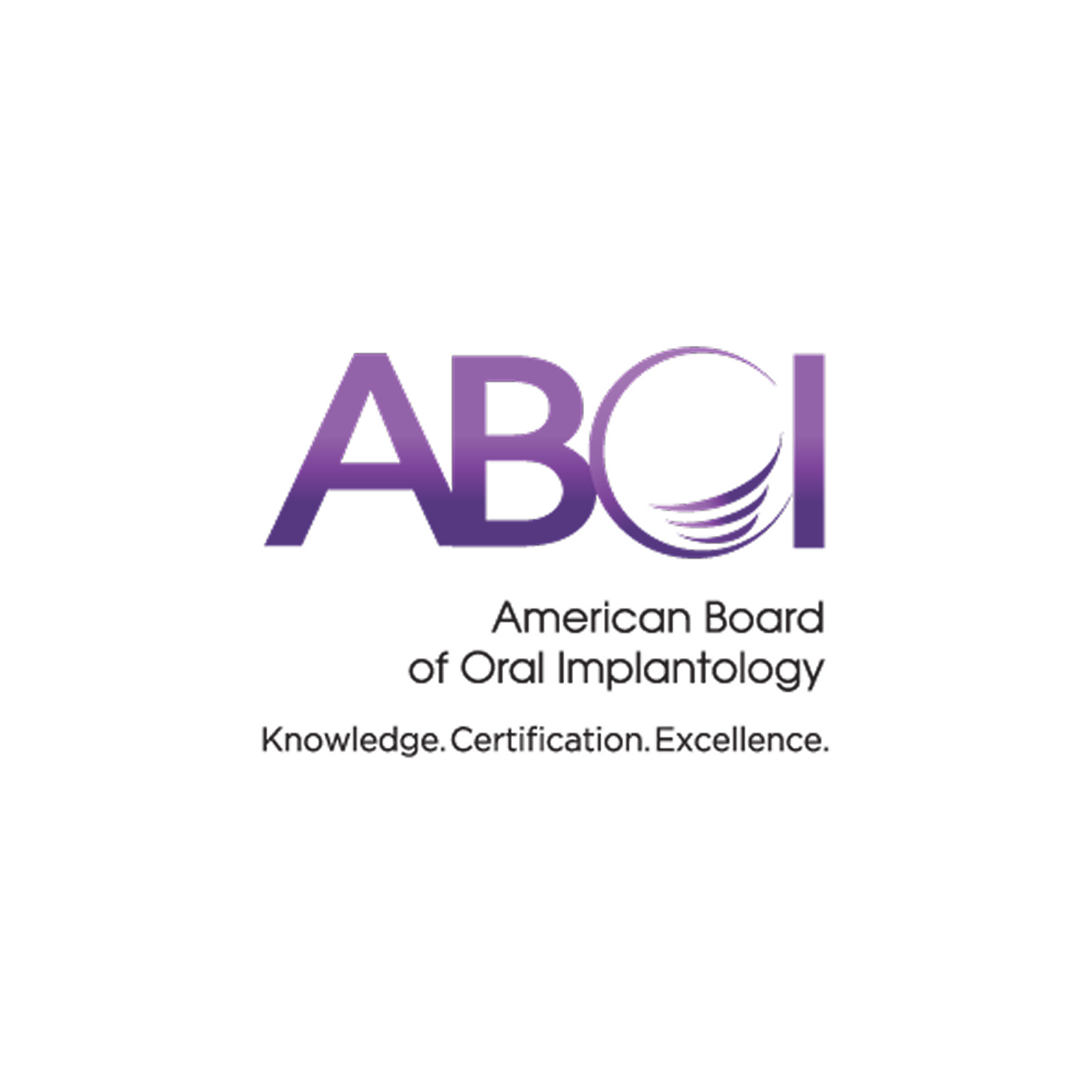 Logo for the American Board of Oral Implantology, purple letters 