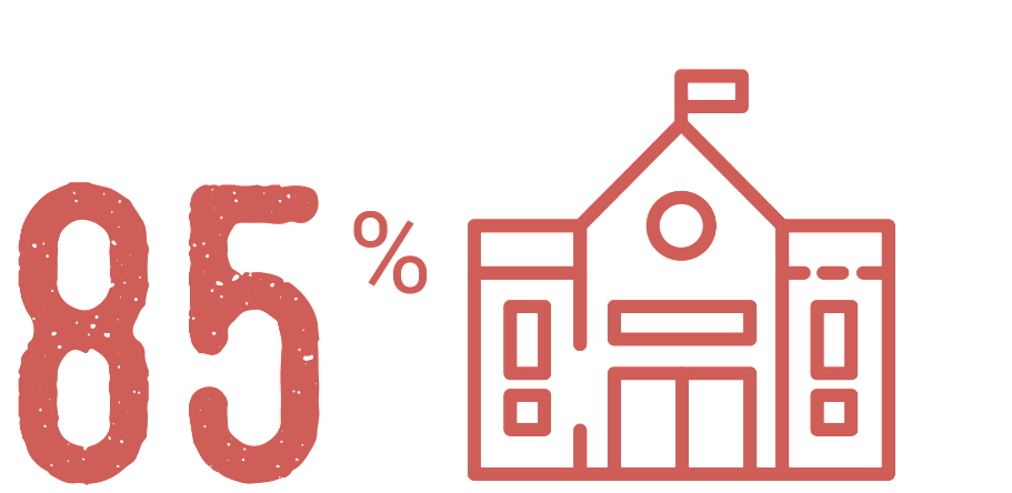 A red icon of a building with the number 85 next to it.