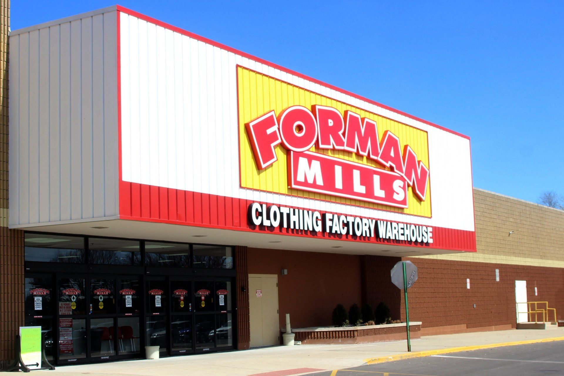 The front of a forma mills clothing factory warehouse