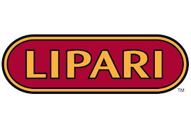 A red and gold logo for lipari on a white background