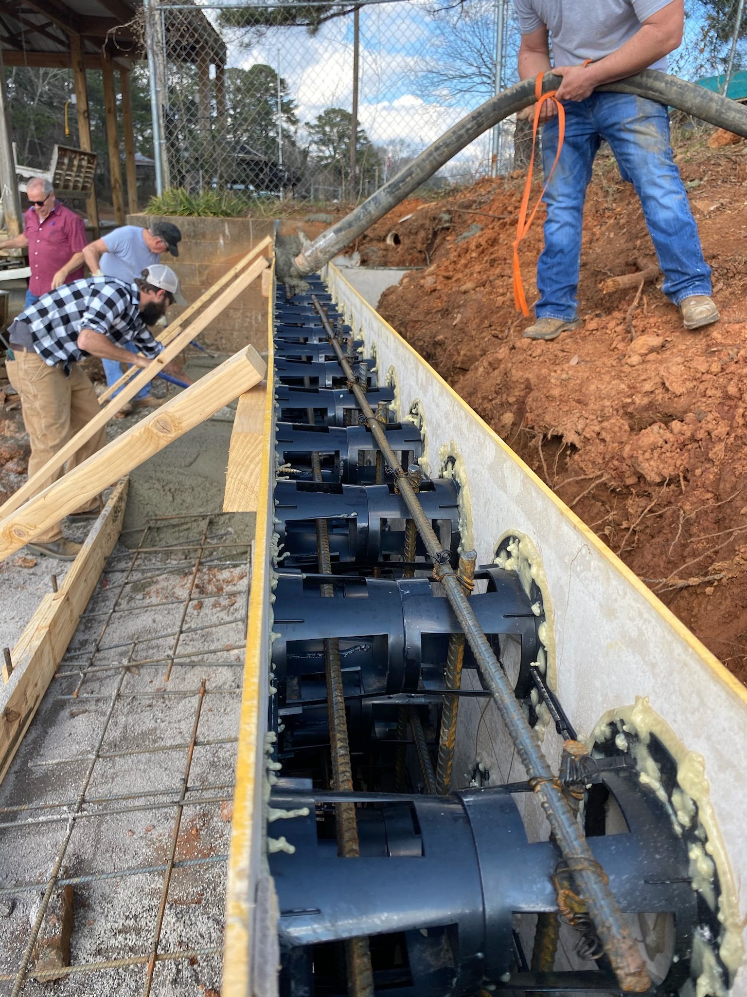 A group of men are working on a construction site.