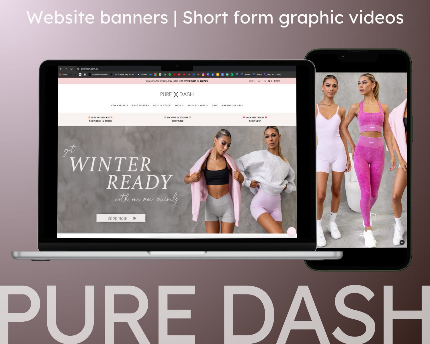 Pure Dash: email marketing, web banner and homepage banner creation, social media content including graphic designed videos