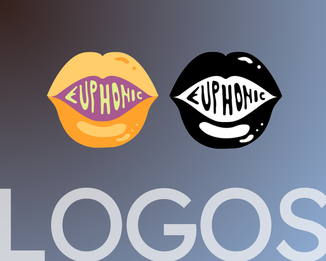 Logo design examples for the music festival Euphonic with colour variations