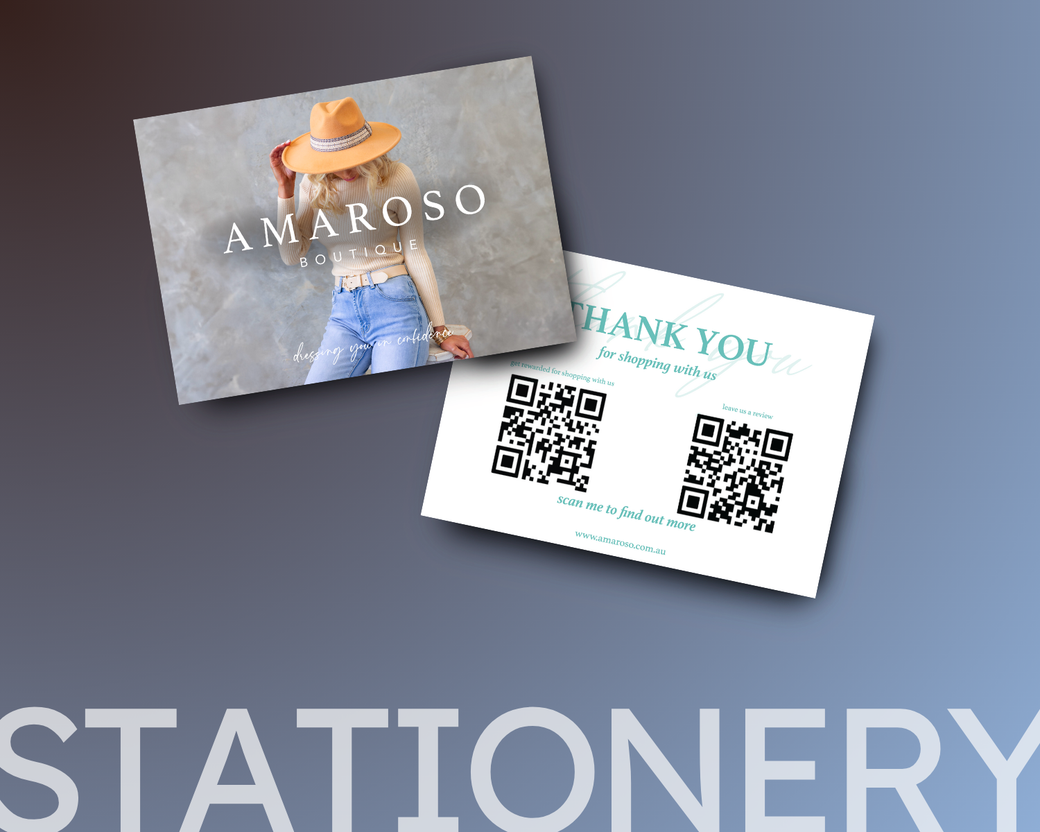 Examples of stationery graphic design services with thank you card mock up