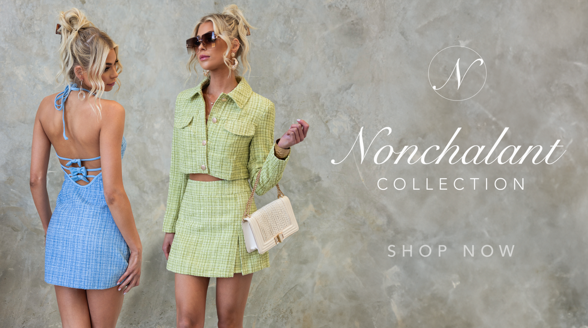 Amaroso Boutique homepage design for the Nonchalant fashion collection with graphic design examples