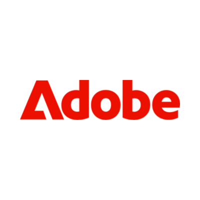 A red adobe logo on a white background