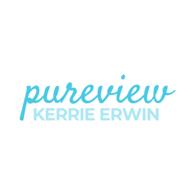 Pureview kerrie erwin logo on a white background