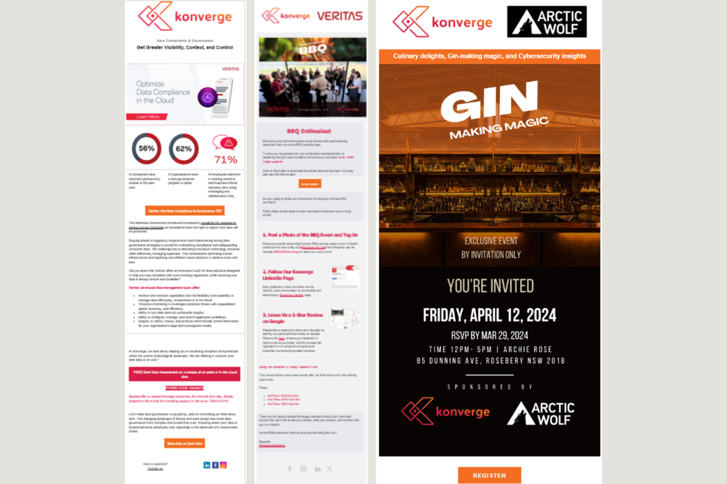 A collage of advertisements for a bbq and gin event.