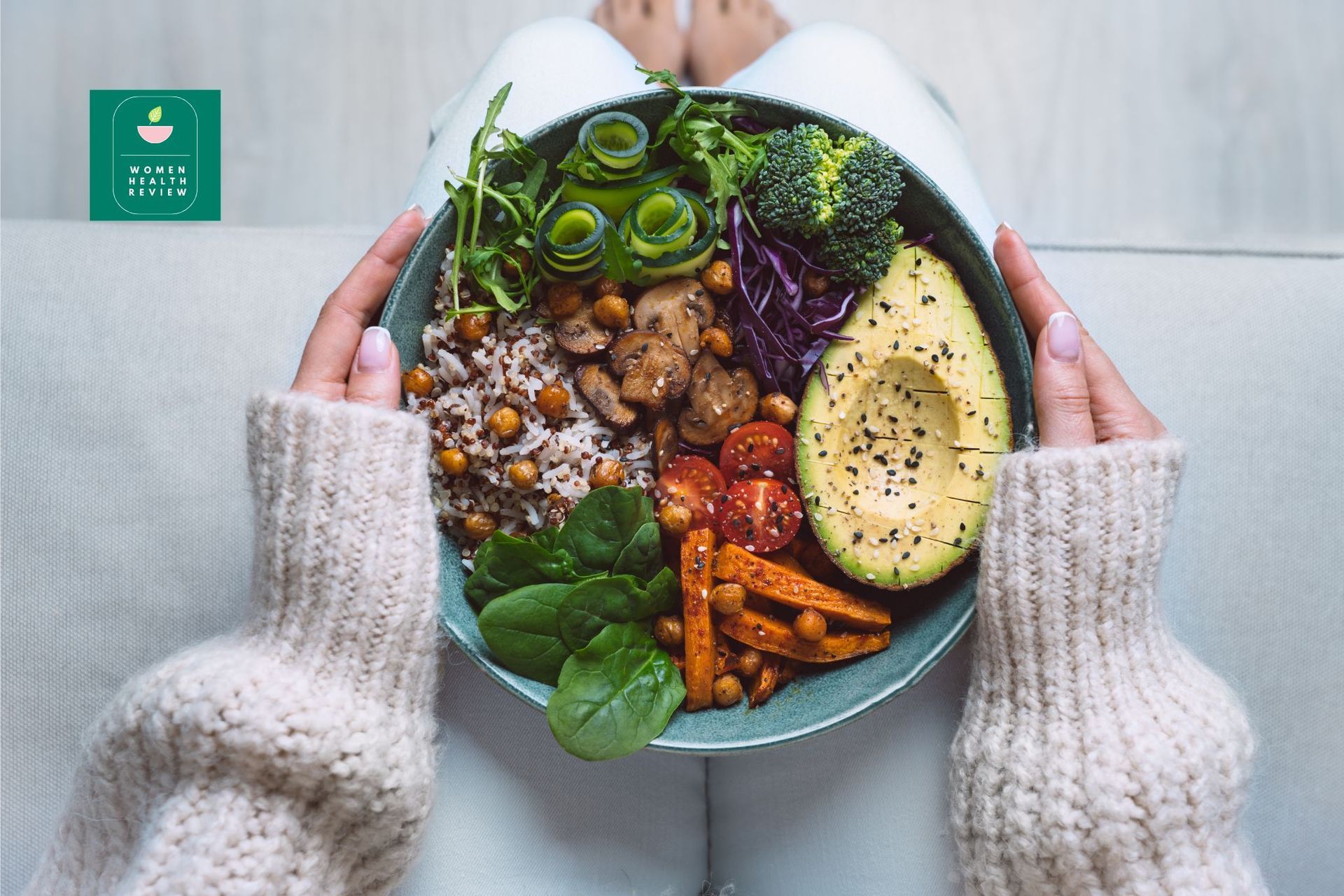 A vegetarian eating a bowl of vegetarian food