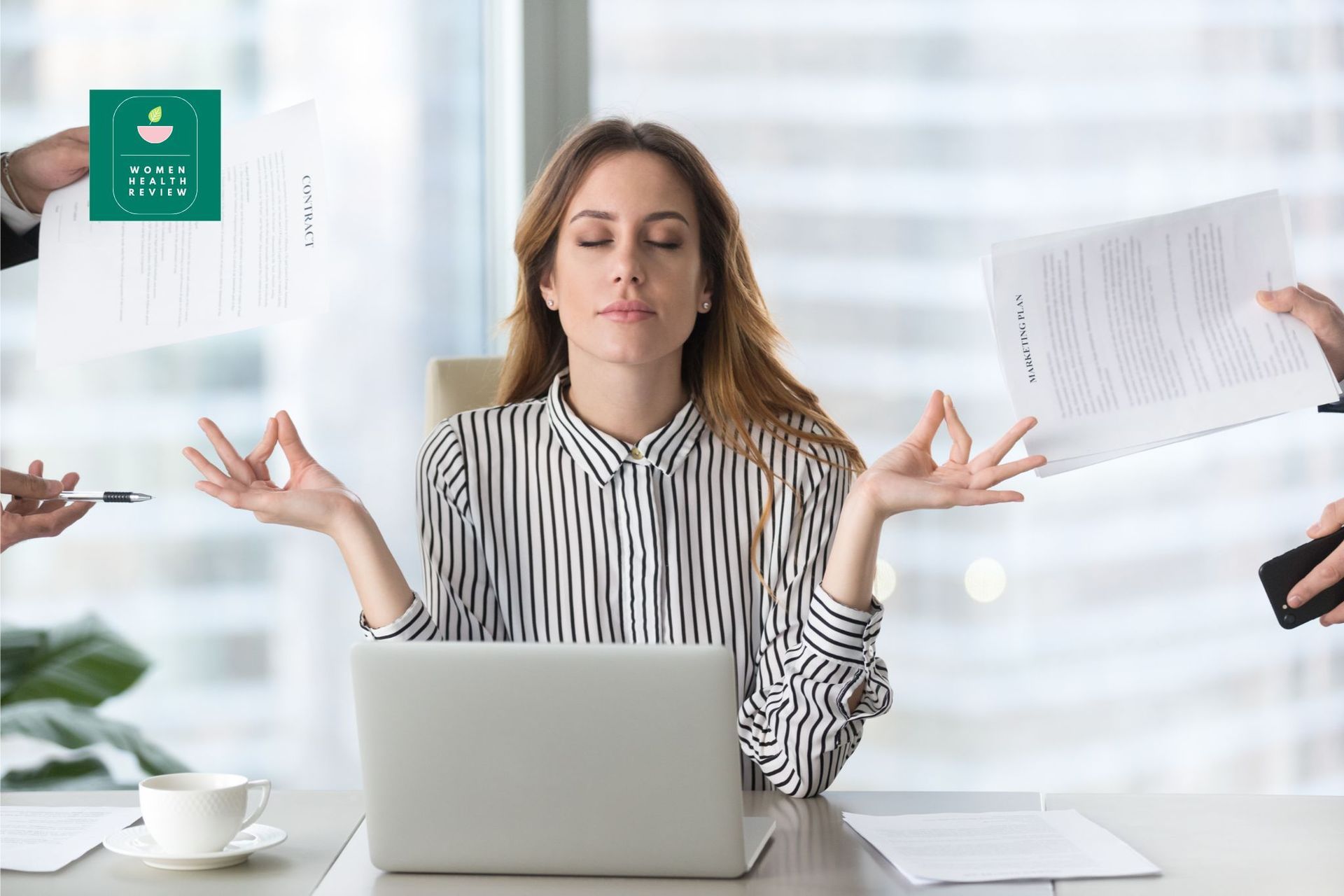 A woman busy in the office