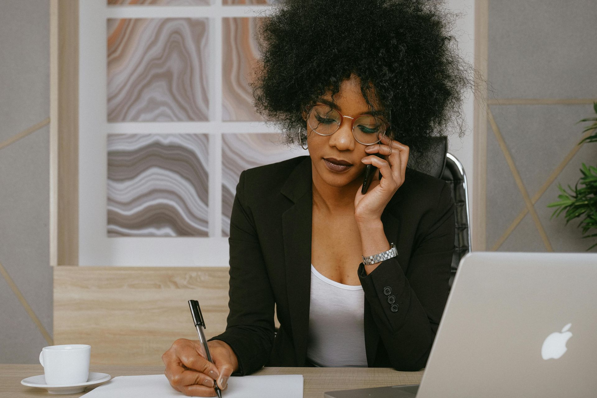 A woman doing paperwork