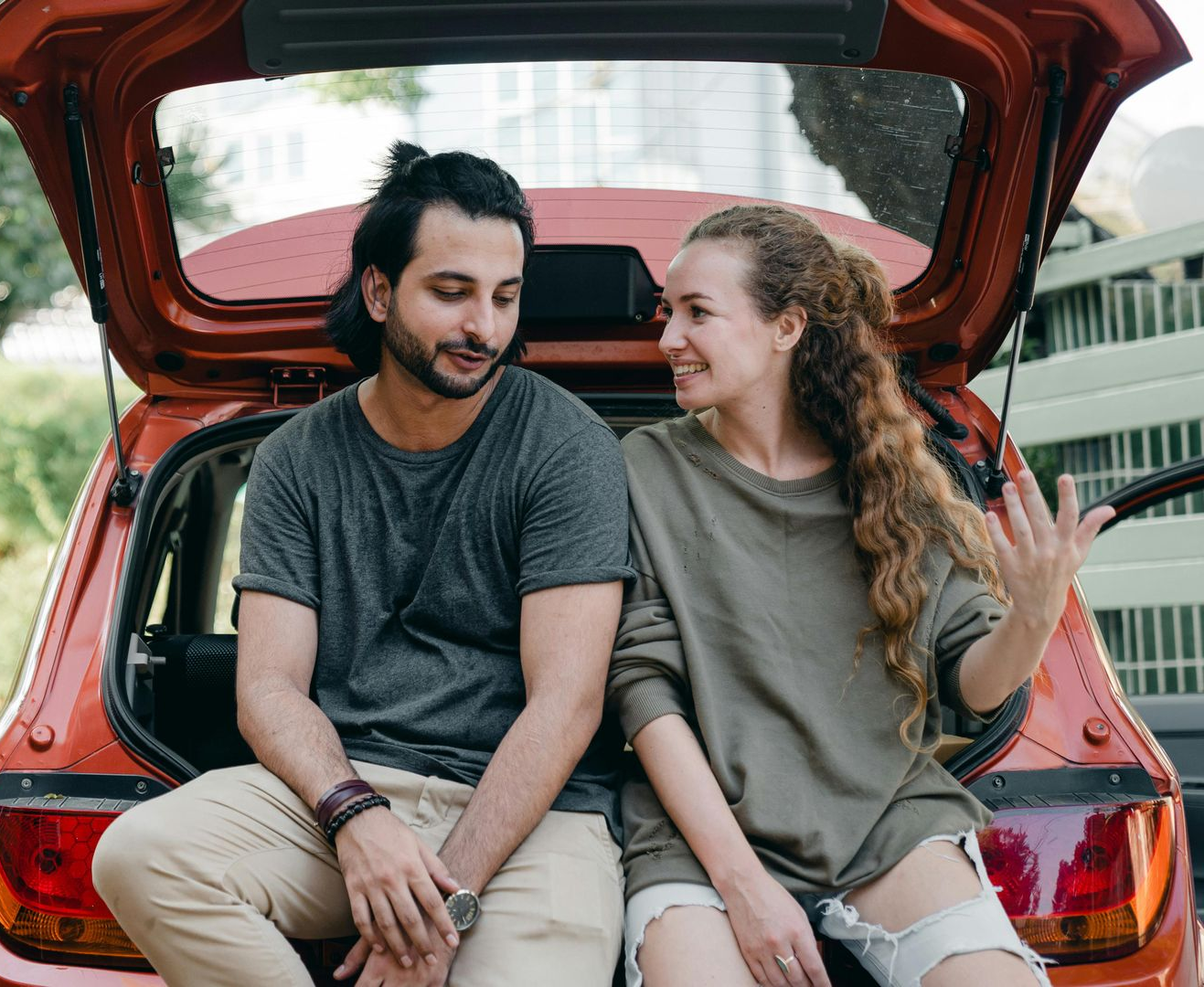 A couple talking to each other