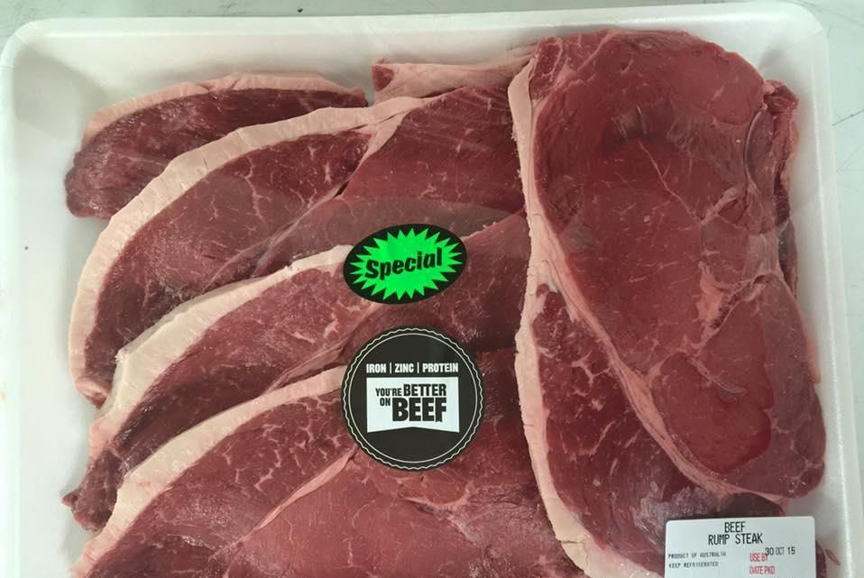 A Tray of Beef with A Special Sticker on It — Holiday Coast Meat & Smallgoods in Clarence Valley, NSW